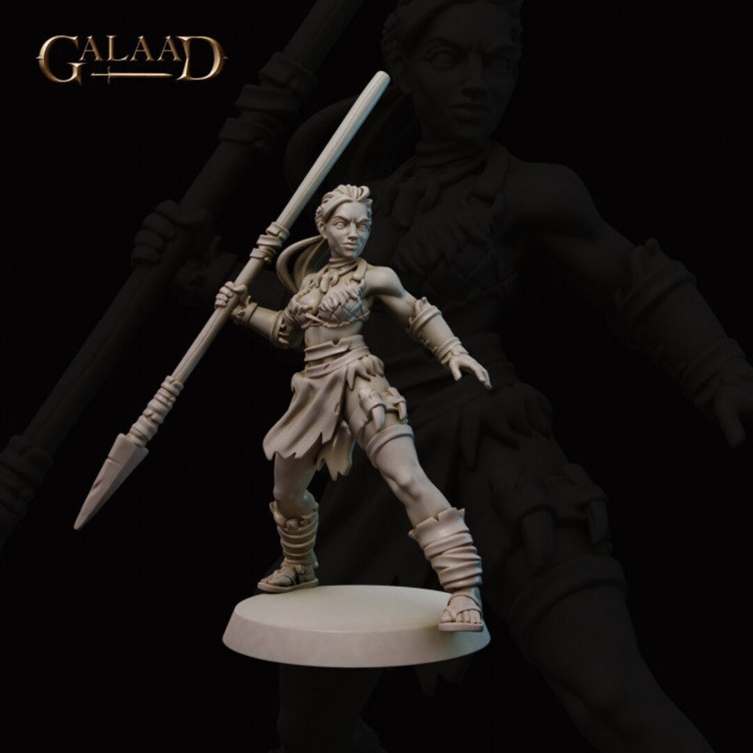 Amazonian Female Fighter | Galaad Miniatures | Compatible With D&d/aos ...