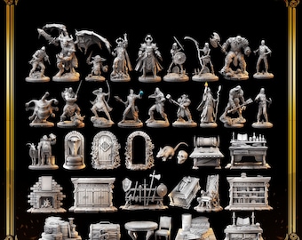 Masters of Dungeon Quest | Full Set 32mm | Primal Collectibles | Compatible with D&D/AoS | Fantasy