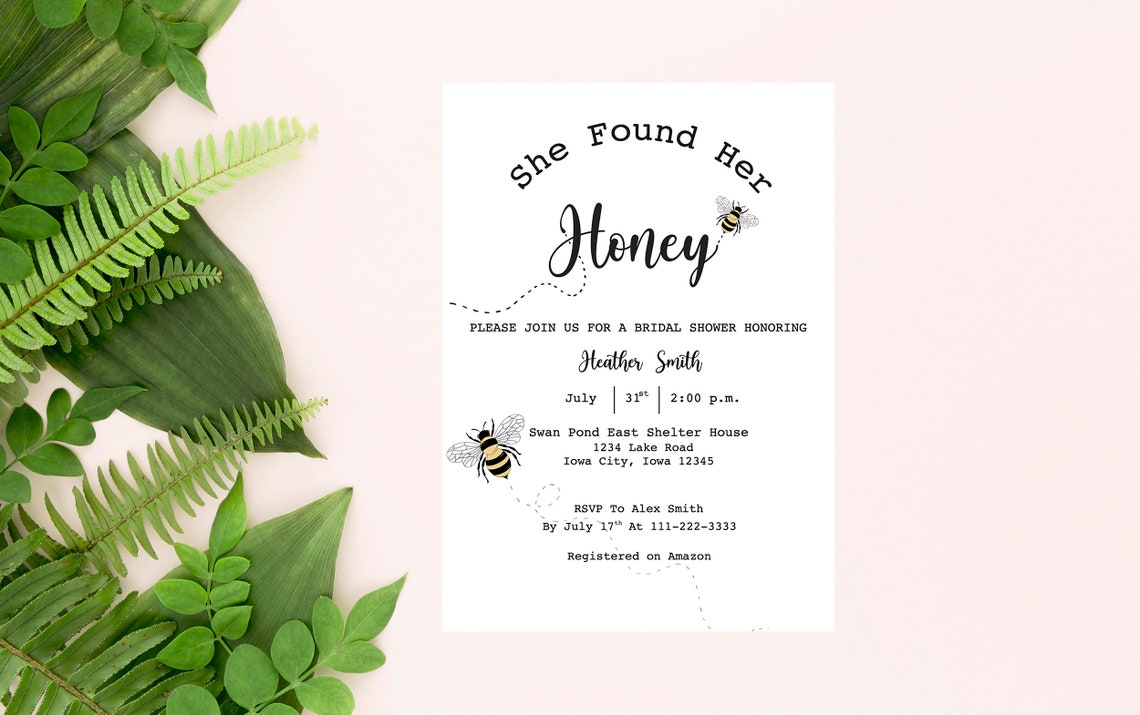 She Found Her Honey Invitation Bee Theme Bridal Shower Etsy