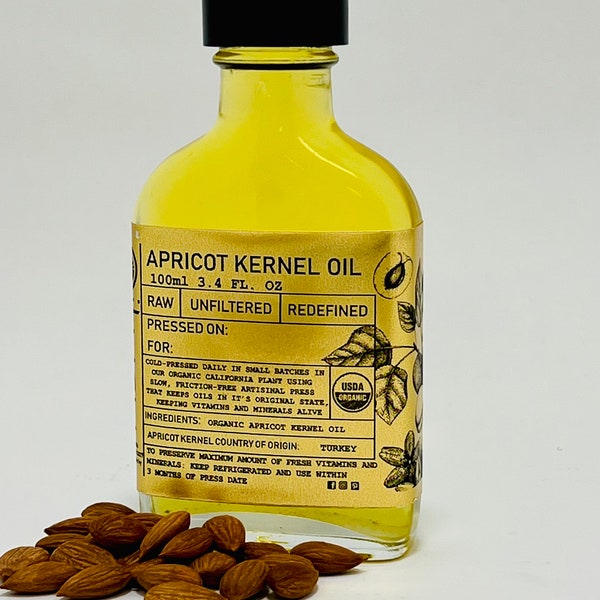 Organic Fresh Apricot Kernel Oil Live Raw Unfiltered Cold Pressed to order in California