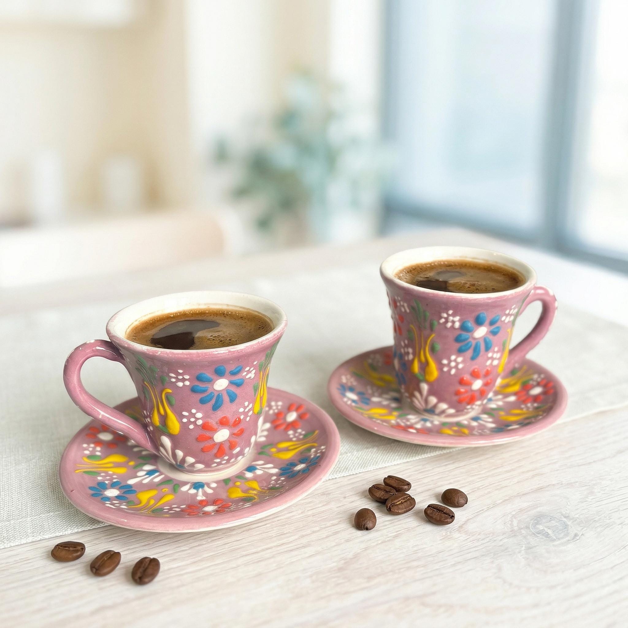 Handmade Espresso Cup Set With Saucers, Ceramic Coffee Cups - Etsy