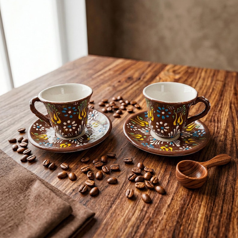 brown ceramic espresso cup handmade coffee mug earthy aesthetic rustic coffee serving handmade pottery