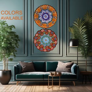 Handgemachter floraler Keramikteller mit mexikanischer Boho-Wanddekoration - 13,5 cm