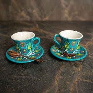 teal aqua turquoise ceramic espresso cup handmade coffee mug modern aesthetic bestseller style coffee serving cup