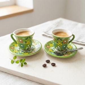 sage green ceramic espresso cup handmade coffee mug fresh aesthetic modern kitchen coffee accessories