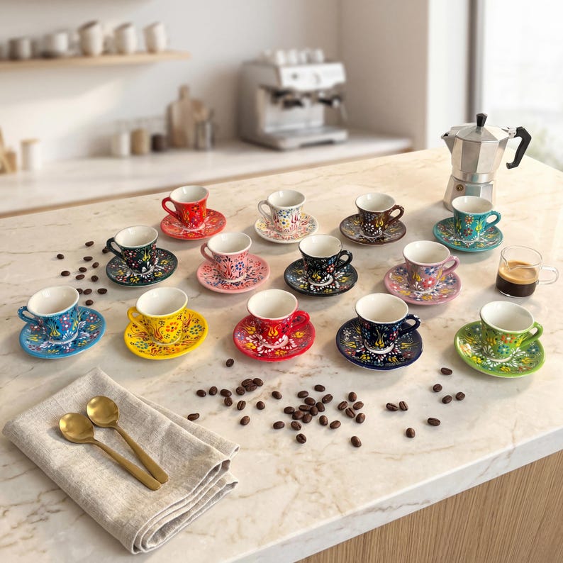 ceramic espresso cups with saucers handmade