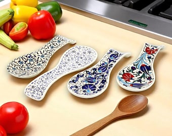 Reposacucharas de cerámica hechos a mano: soporte decorativo para utensilios de cocina