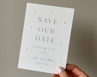 Pearl Save The Dates Wedding Stationery Cards Invitations, Pearl Invites, Bride Party Invitations Paper Cards