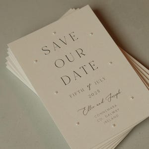 Perle Save the Date Karte | Elegante, moderne Hochzeitseinladung mit weißem Umschlag