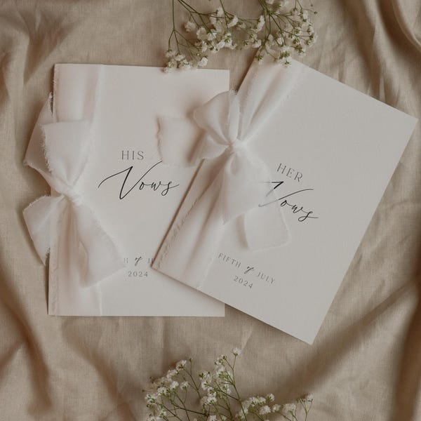 Personalisiertes Hochzeitsgelübdebuch mit Band - A5 Ceremony Booklet