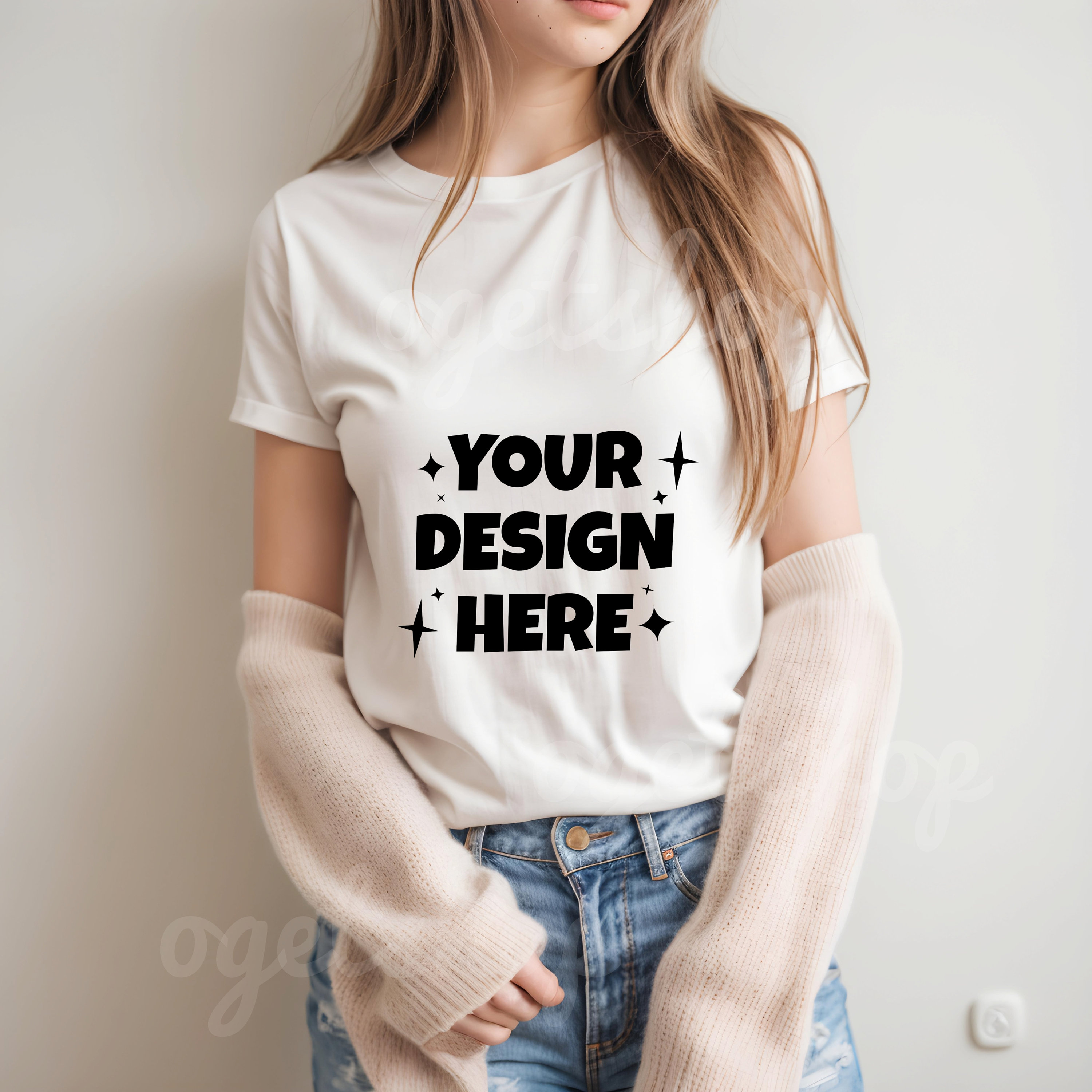 Bella Canvas 3001 White Tshirt Mockup | BC 3001 White Shirt Mock-up ...