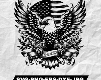Eagle With American Flag Svg, American Flag Svg, Eagle Through Flag Svg, Eagle Shirt, USA Patriotic Svg, 4th of July Svg, eagle Svg Png Eps