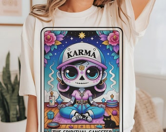 Funny Tarot Card PNG The Spiritual Gangster, Skeleton Sublimation Design, Witchy Skull Trendy Tarot T-Shirt Mug PNG File, Digital Download