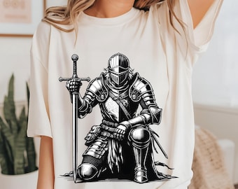 Kneeling Knight SVG & PNG Digital Files, Warrior Vector Graphic , Instant Digital Download, Crusader png and svg, praying knight,