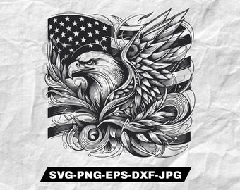 Adler mit amerikanischer Flagge svg, amerikanischer Flagge svg, Adler durch Flagge svg, Adler-Shirt, USA Patriotic svg, 4. Juli svg, Adler svg png Eps