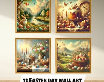 Easter Bunny 12 easter painting , Easter Clipart, Spring Clipart, Digital Download, easter 2024 Digital Paper, Digital Prints, easter poster