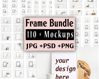 Frame mockup, 110 frame mockup bundle, Interior Frame Mockup Bundle, PSD JPG, PNG, Gallery Wall Mockup BundleSquare Frame Mockup Bundle