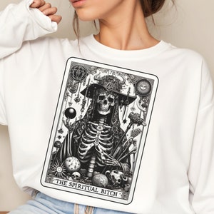 Spiritual Bitch Funny Tarot Card PNG, Sarcastic Sweary Skeleton Sublimation Design, Witchy T-Shirt png clipart Cut File Digital Download