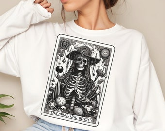 Perra Espiritual Divertida Carta de Tarot PNG, Diseño de Sublimación de Esqueleto Sarcástico Sweary, Camiseta Bruja png clipart Cortar Archivo Descarga Digital