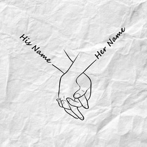 Holding Hands SVG, Pinky Hold, Love, SVG Cut File, Customize , Add Names & Dates, Instant Download, Love Hands Design, Valentines printable