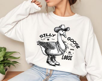 Silly Goose On The Loose PNG, Sarcastic Png, Cowboy Goose Png, Adult Humor Png Funny Saying Shirt Png, Digital download, funny goose png svg