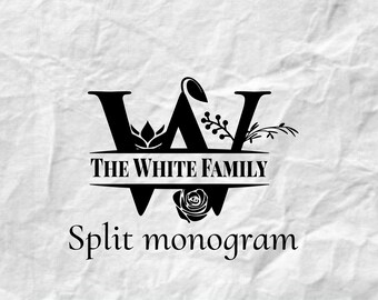 Split Monogram svg Floral Monogram SVG Bundle, Last Name Svg, Initial Monogram, Flourish Alphabet Clipart, Split Letter Cut File Png/Eps/Dxf