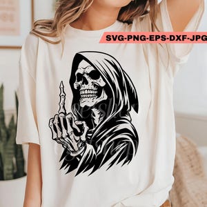 Grim Reaper finger Skull Vector Silhouette, Grim Reaper Skeleton Cut Files , PNG, SVG Instant Download Laser Ready ,Cameo, Cricut SVG