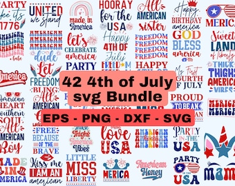 42 4th of July SVG Bundle, July 4th SVG, Fourth of July svg, America svg, USA Flag svg, Independence Day Shirt, Patriotic, Cut File Cricut