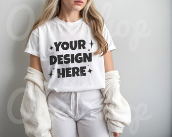 Comfort Colors C1717 Ivory TShirt Mockup Ivory Comfort Color Shirt Mock up minimalist model mockup, mockup tshirt white, t-shirt mockup