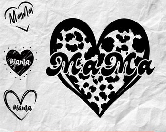 Mama Leopard Heart SVG, Mom Shirt svg, Blessed Mom svg, Mom Life svg, Mother's Day svg, Mom svg, Gift  Mom, Cut File Cricut, mom Silhouette