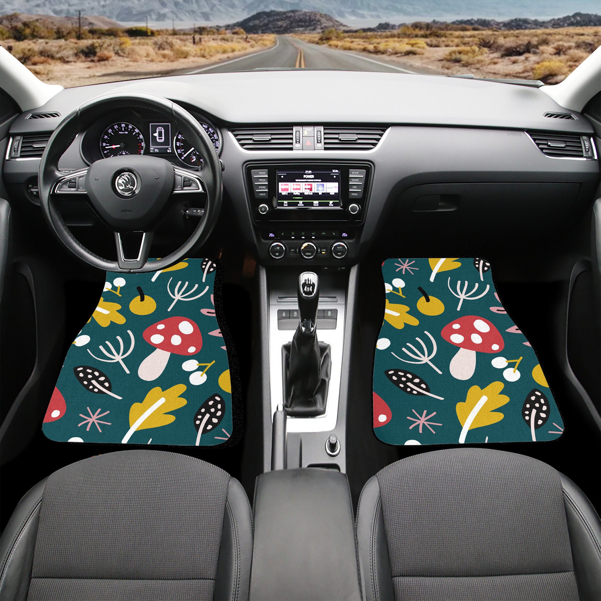 Hippie Car Mat, Mushroom Car Floor Mats