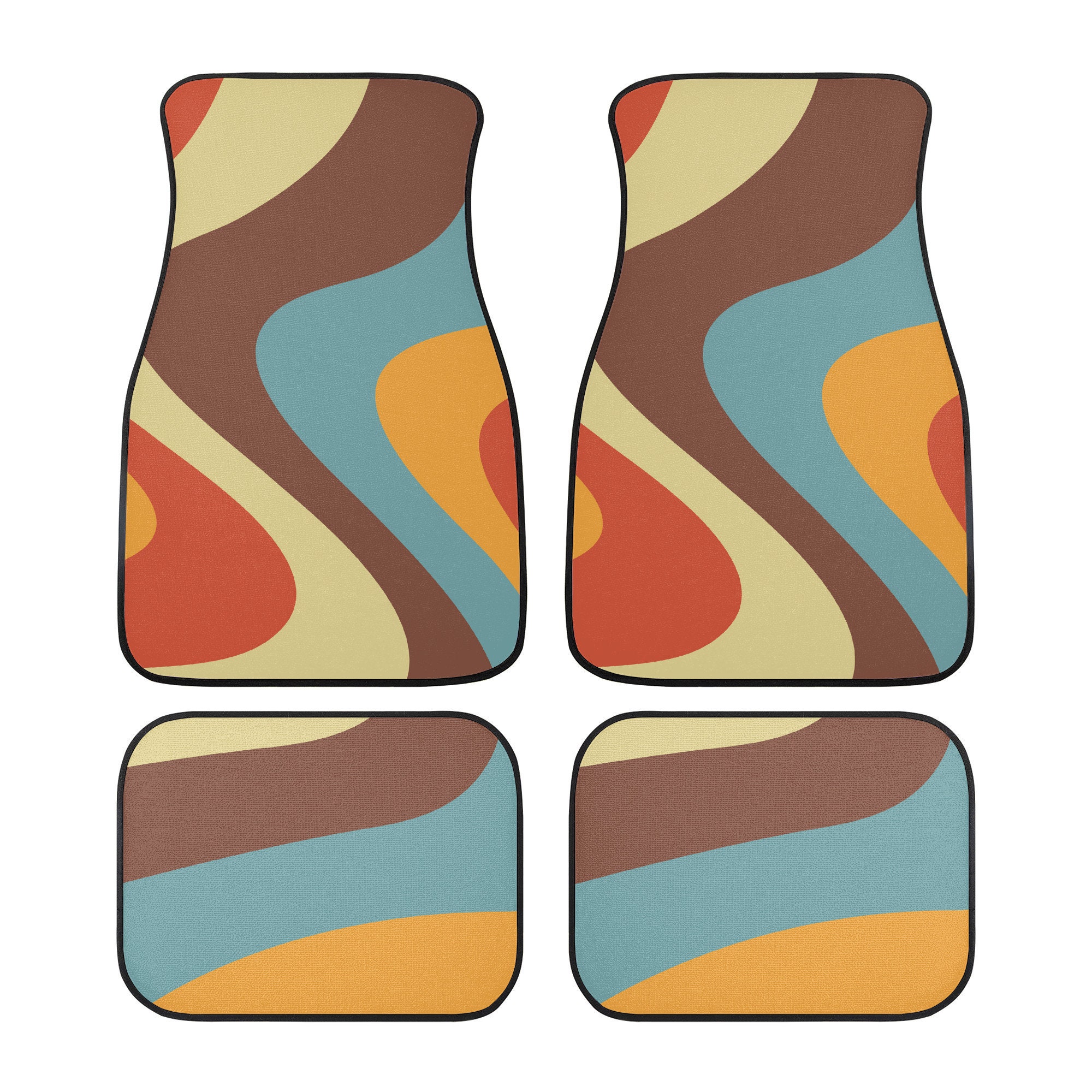 Car Floor Mats, Retro Wavy Car Floor Mat, Hippie Car Mat