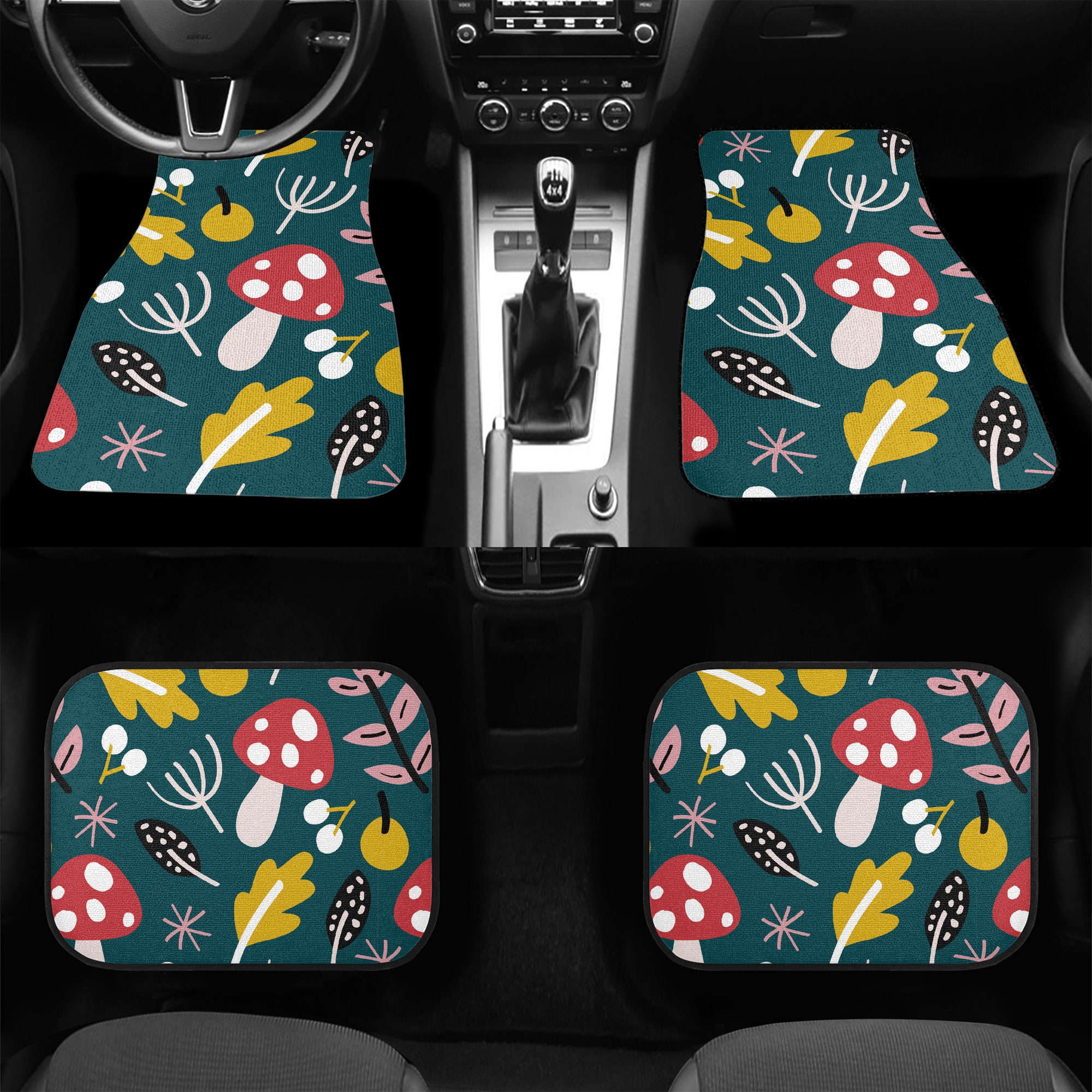 Hippie Car Mat, Mushroom Car Floor Mats