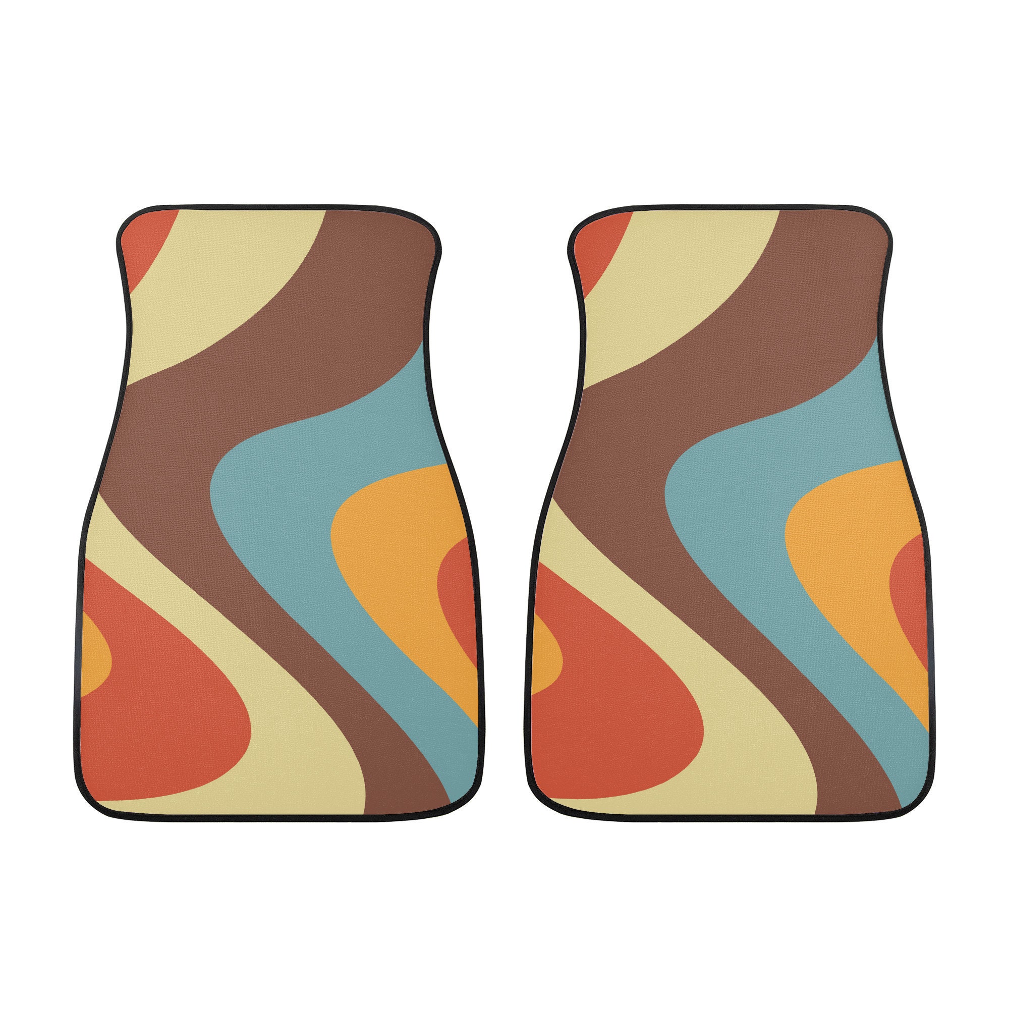 Car Floor Mats, Retro Wavy Car Floor Mat, Hippie Car Mat