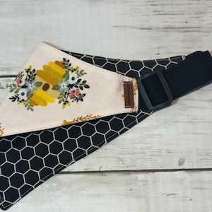 Adjustable Strap Dog Bees Bandana, Honey Bees Dog Bandana, Bumble Bee Summer Bandana,  Cute Bees Reversible Dog Bandana, Pet Neckwear