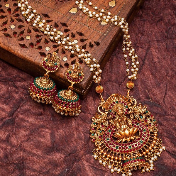 Temple Gold Plated Jewellery Set /South Indian Necklace / Choker Necklace / Choker Set/ Bollywood Jewelry/ Indian Jewelry/ Tempal Jewelry