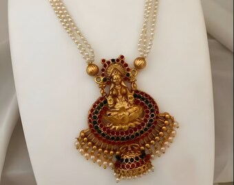 Temple Gold Plated Southindian Jewelry Set For women-Girls, Indian Gold Plated Necklace, Southindian jewelry set, Southindian Necklace Set