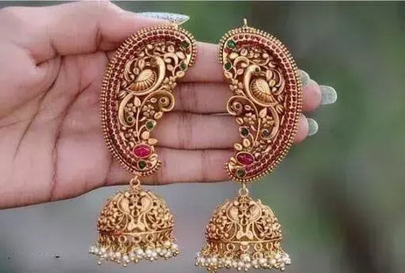 Ear Wrap Pair, Indian Jewelry, Multiple Colors, Silver Jhumka, Peacock  Earrings, Geometric Jhumka, Indian Earrings, Rajasthani, Oxidized - Etsy