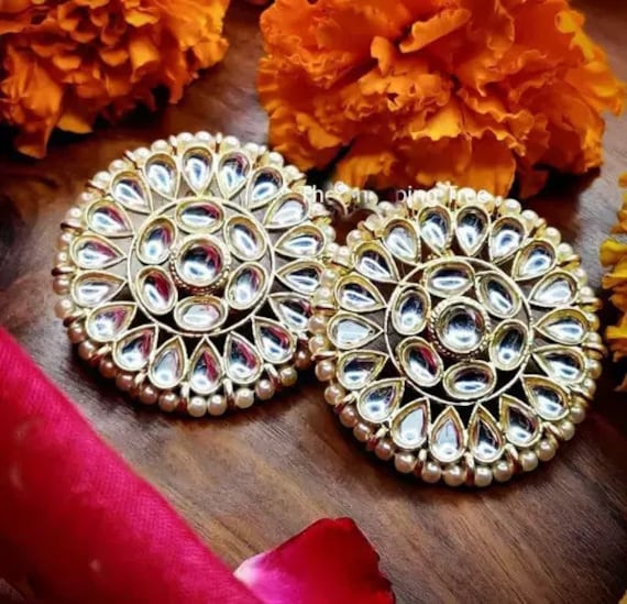 Kundan earrings studs outlet