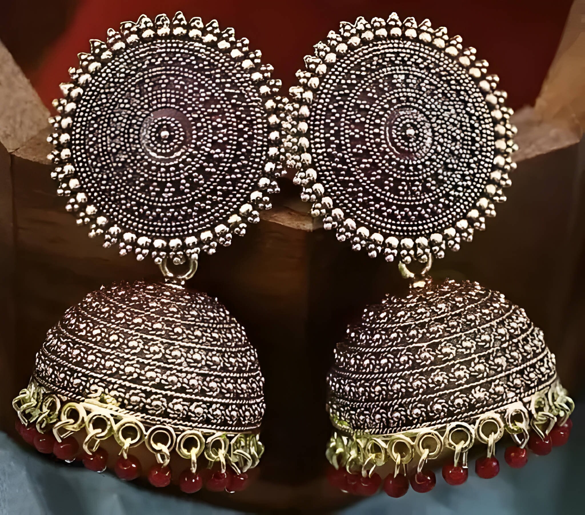Brown Silver Jhumka Etsy Australia