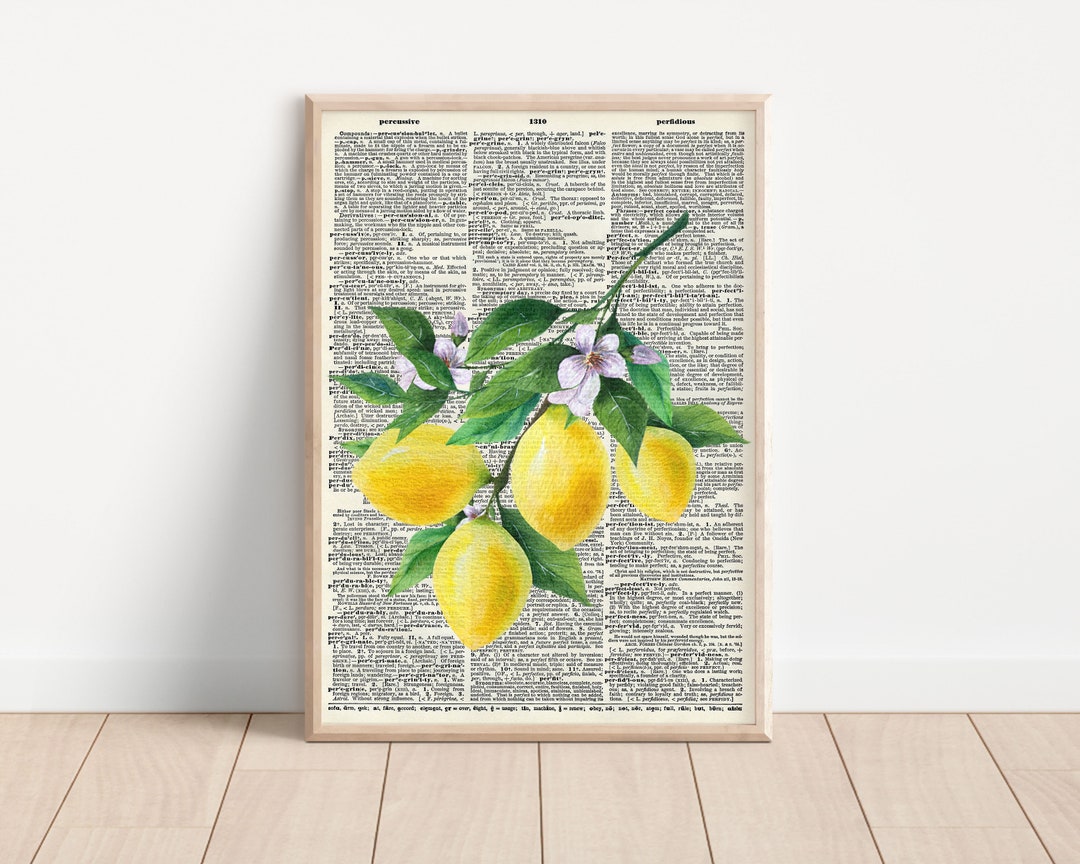 Lemon Branch Dictionary Print Etsy