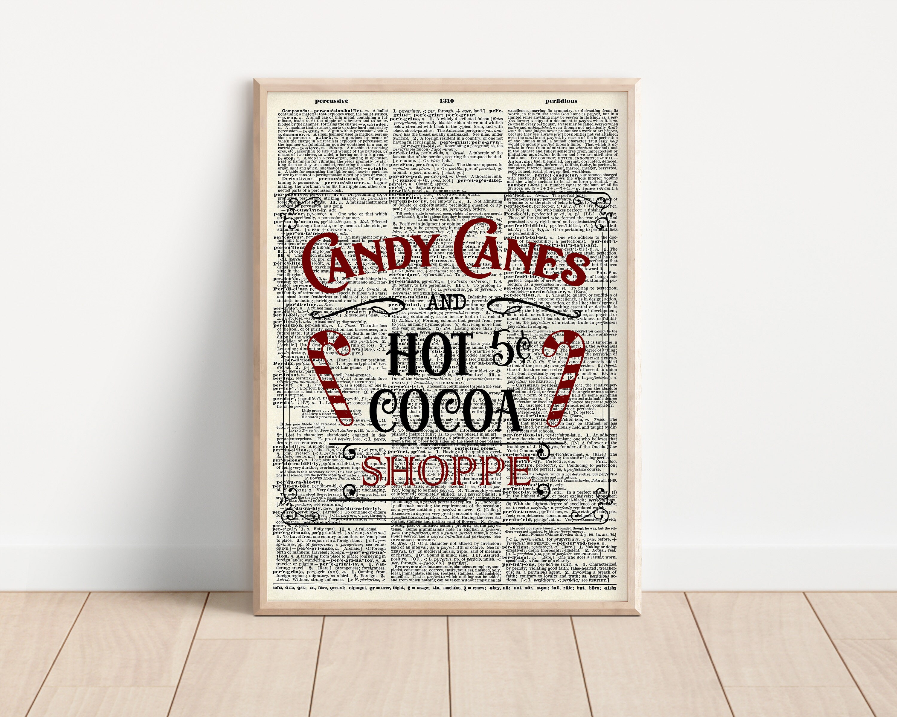 Candy Canes Christmas Dictionary Print Etsy