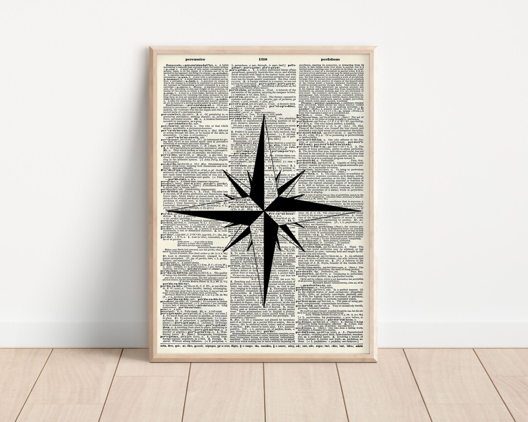 Compass Dictionary Print Etsy