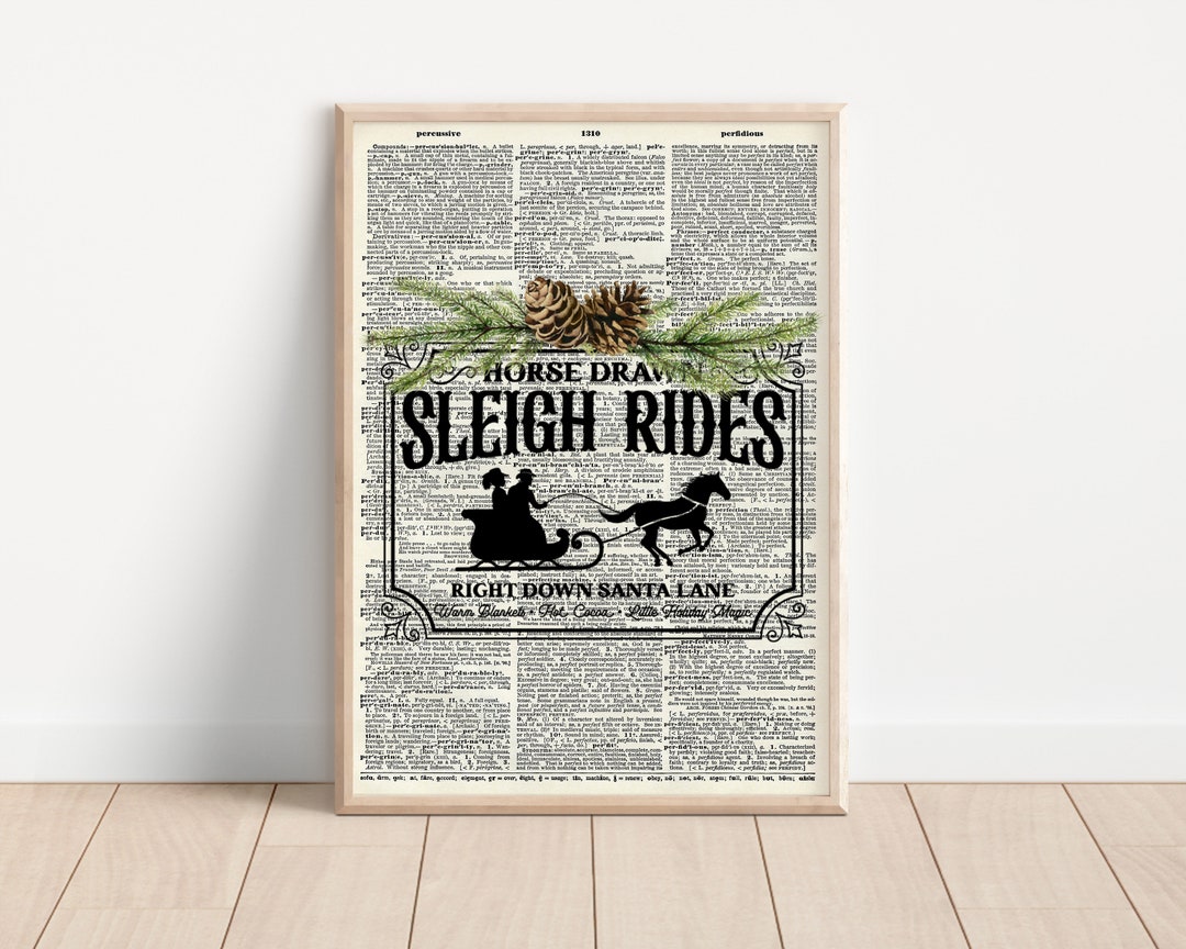 Sleigh Rides Dictionary Print Etsy
