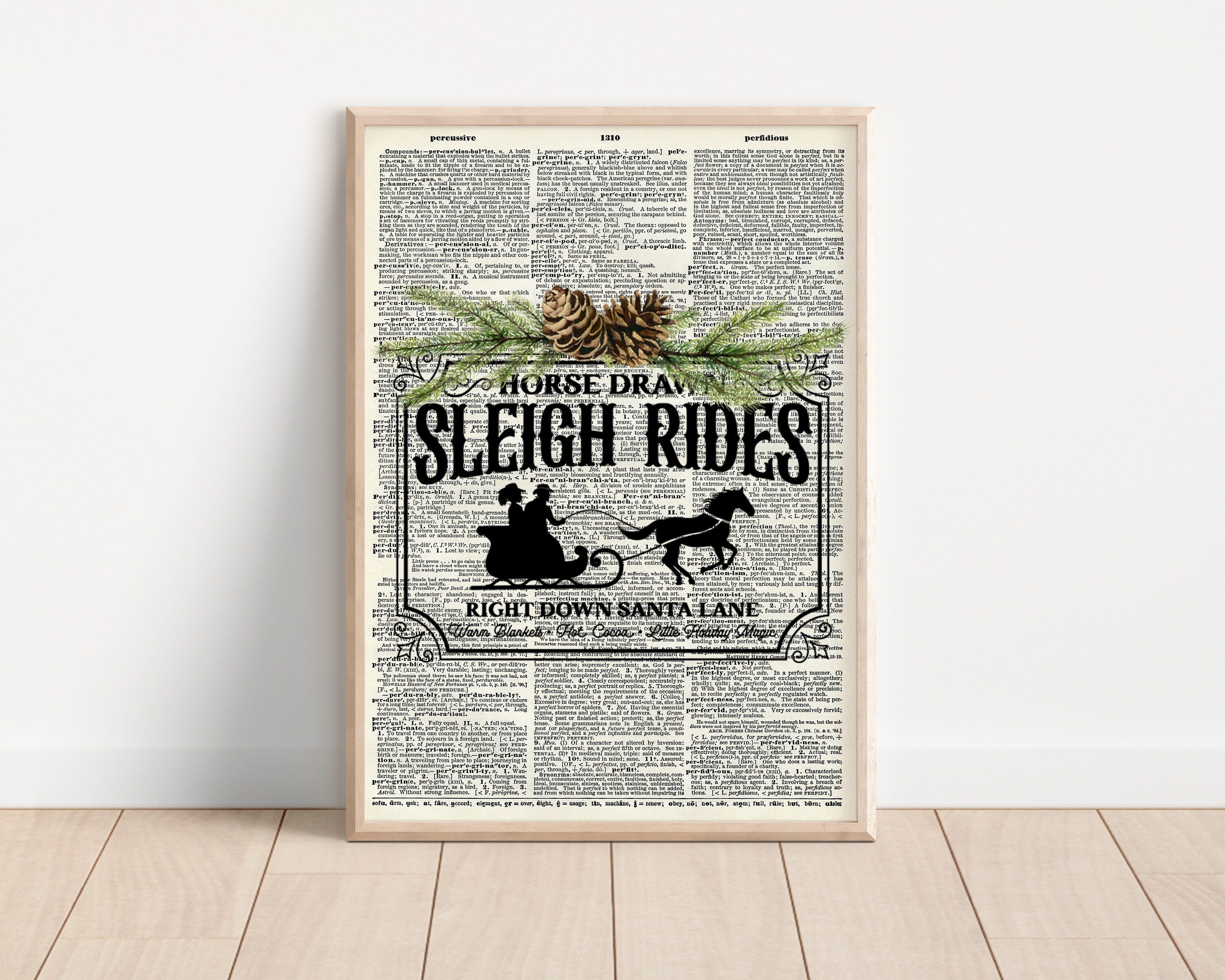 Sleigh Rides Dictionary Print Etsy