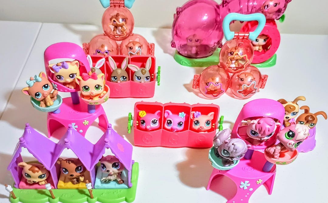 Lps Bus Set Littlest Pet Shop 9 Set Petriplets Lot - Squirrel, Pig, Bear, Kitten ...