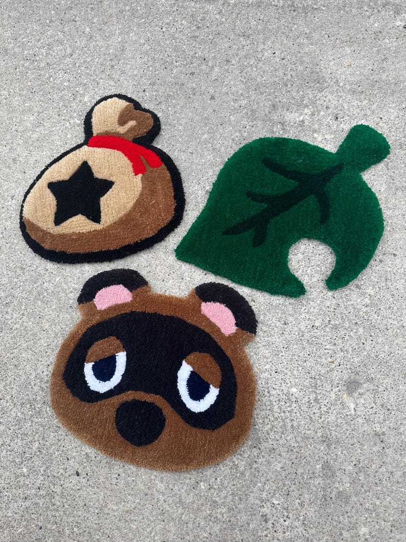 ACNH (tom Nook, Bag O’ Bells, Leaf) Tufted Rugs / 100% Handmade ...