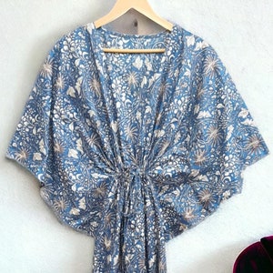 block print kaftan, indian Hand made Soft Cotton Caftan Dress, Beach Cover Up, Nightwear Dress Price: