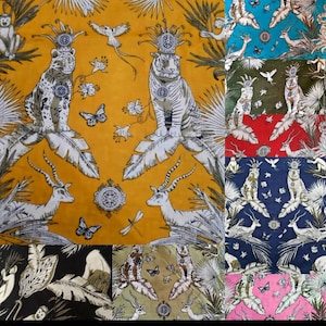 wholesale lot of Jungle Animal Print Cotton Fabric: Indian Block Print inches 44&quot;Wide