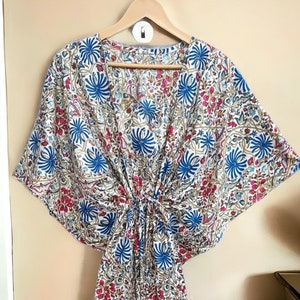 Hand printed kaftan, indian Hand made Soft Cotton Caftan Dress, Beach Cover Up, Nightwear Dress Price: